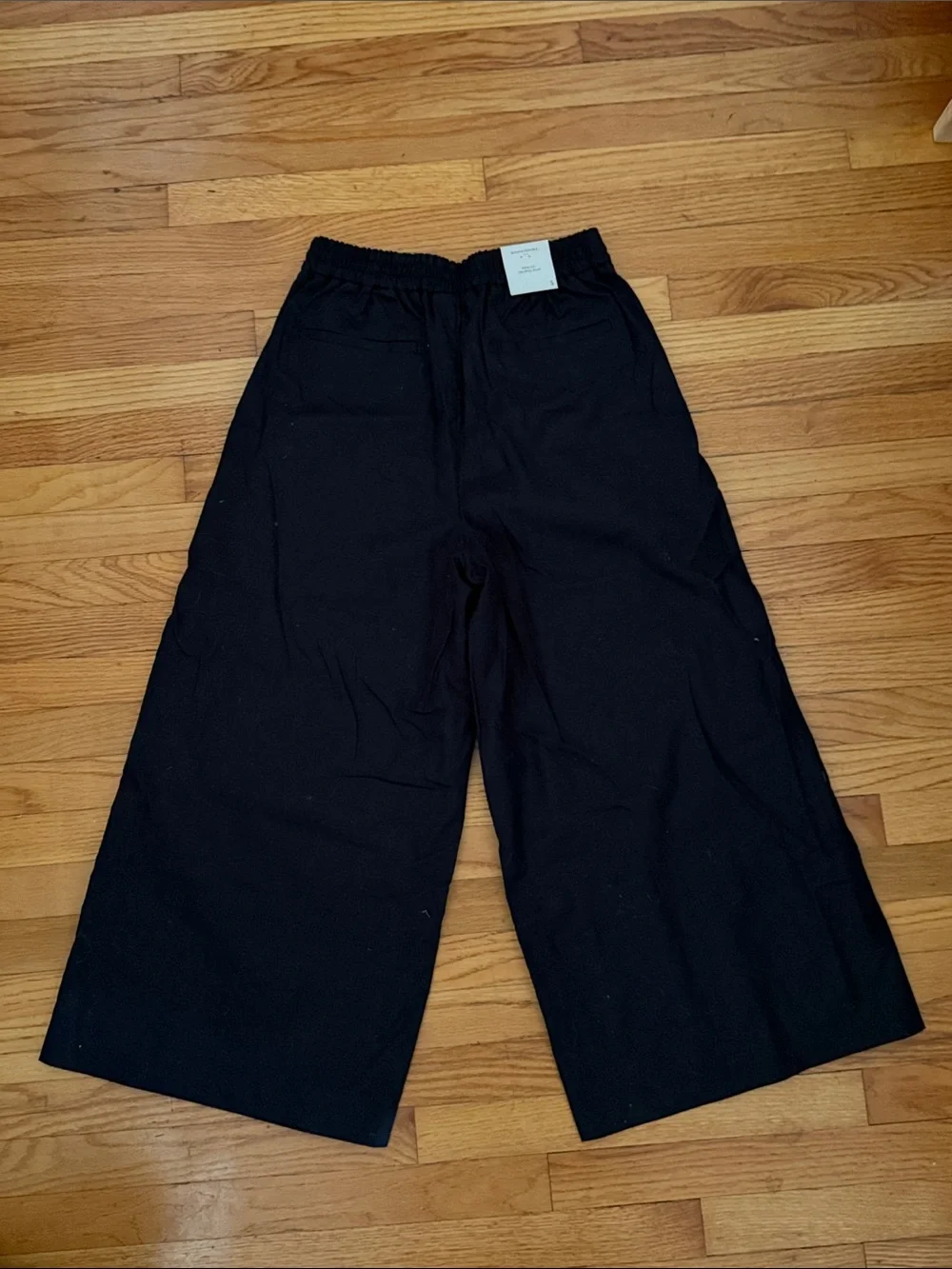 BANANA REPUBLIC, Black Wide-Leg Linen Blend Pants